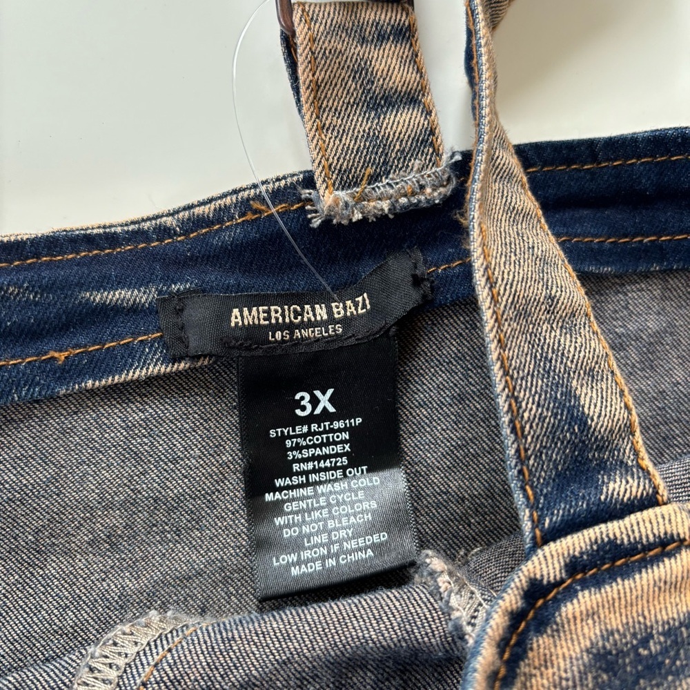 American Bazi Women's Copper Acid Wash Crop Top Denim Top Size 3X, New with Tags - Picture 5 of 7